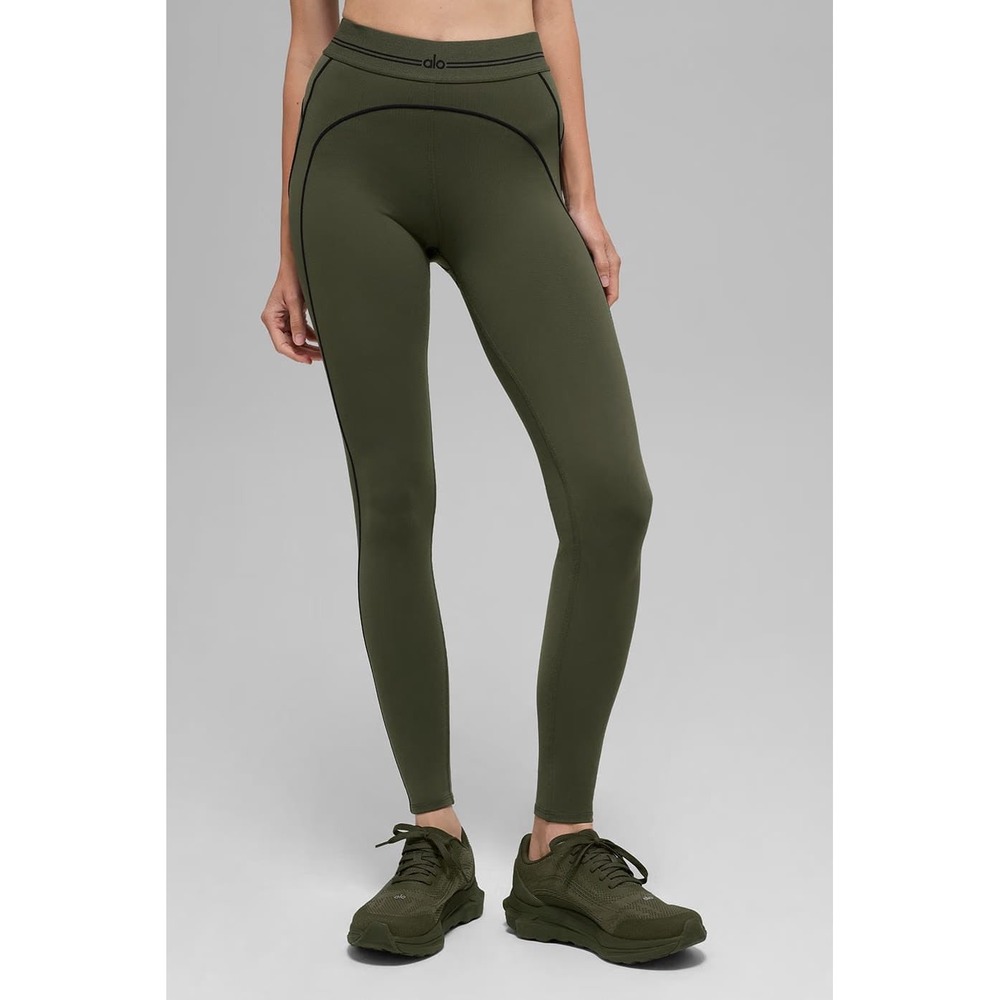 Alo Yoga Airbrush High-Waist Heart Throb Legging Green Olive Black XS